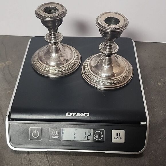 Crest Silver Co Sterling Silver Weighted Candlesticks Candle Holders 925 - Picture 8 of 8